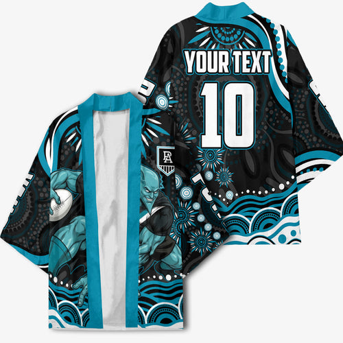 Personalized Port Adelaide Power Rugby Kimono Aboriginal Dot Art - Dreamtime Football Mascot