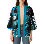 Personalized Port Adelaide Power Rugby Kimono Aboriginal Dot Art - Dreamtime Football Mascot
