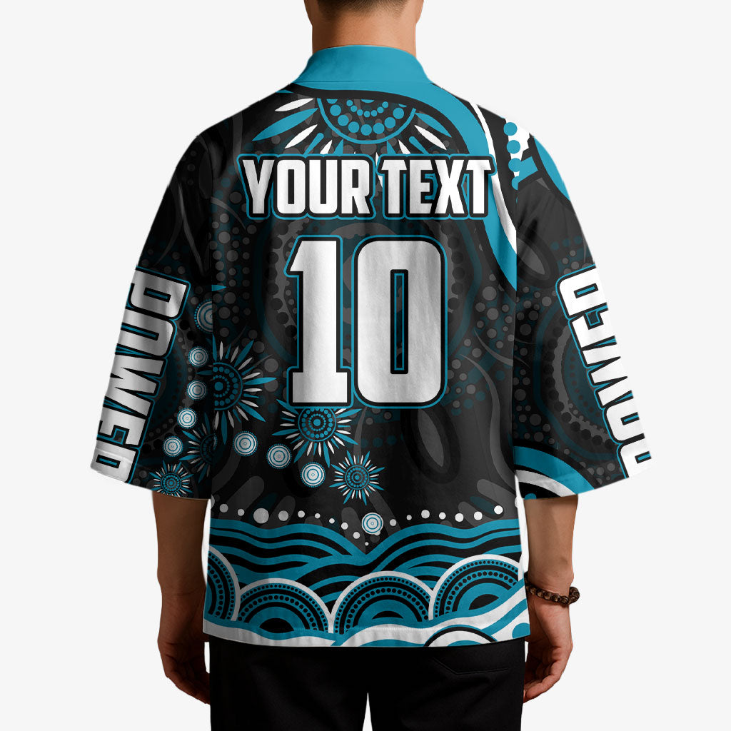 Personalized Port Adelaide Power Rugby Kimono Aboriginal Dot Art - Dreamtime Football Mascot