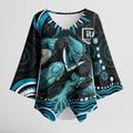 Personalized Port Adelaide Power Rugby Kimono Sleeve Blouse Aboriginal Dot Art - Dreamtime Football Mascot