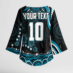 Personalized Port Adelaide Power Rugby Kimono Sleeve Blouse Aboriginal Dot Art - Dreamtime Football Mascot