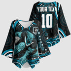 Personalized Port Adelaide Power Rugby Kimono Sleeve Blouse Aboriginal Dot Art - Dreamtime Football Mascot