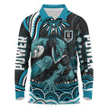 Personalized Port Adelaide Power Rugby Long Sleeve Polo Shirt Aboriginal Dot Art - Dreamtime Football Mascot
