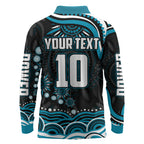 Personalized Port Adelaide Power Rugby Long Sleeve Polo Shirt Aboriginal Dot Art - Dreamtime Football Mascot