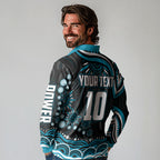 Personalized Port Adelaide Power Rugby Long Sleeve Polo Shirt Aboriginal Dot Art - Dreamtime Football Mascot