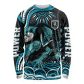 Personalized Port Adelaide Power Rugby Long Sleeve Shirt Aboriginal Dot Art - Dreamtime Football Mascot