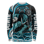 Personalized Port Adelaide Power Rugby Long Sleeve Shirt Aboriginal Dot Art - Dreamtime Football Mascot