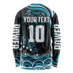 Personalized Port Adelaide Power Rugby Long Sleeve Shirt Aboriginal Dot Art - Dreamtime Football Mascot
