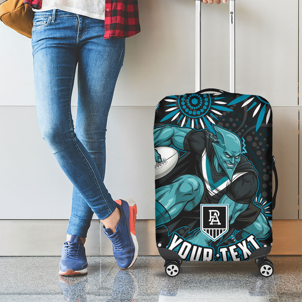 Personalized Port Adelaide Power Rugby Luggage Cover Aboriginal Dot Art - Dreamtime Football Mascot