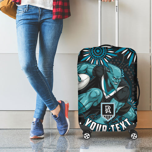 Personalized Port Adelaide Power Rugby Luggage Cover Aboriginal Dot Art - Dreamtime Football Mascot