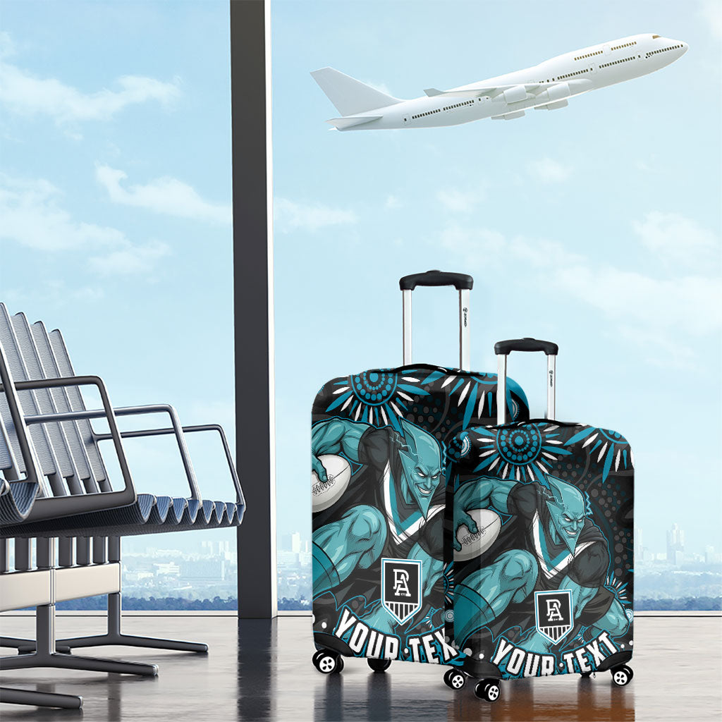Personalized Port Adelaide Power Rugby Luggage Cover Aboriginal Dot Art - Dreamtime Football Mascot