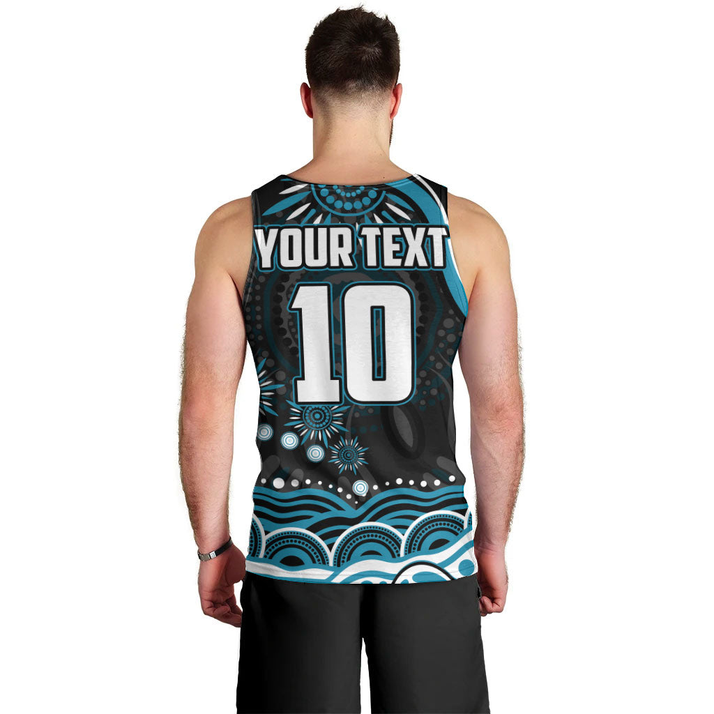 Personalized Port Adelaide Power Rugby Men Tank Top Aboriginal Dot Art - Dreamtime Football Mascot