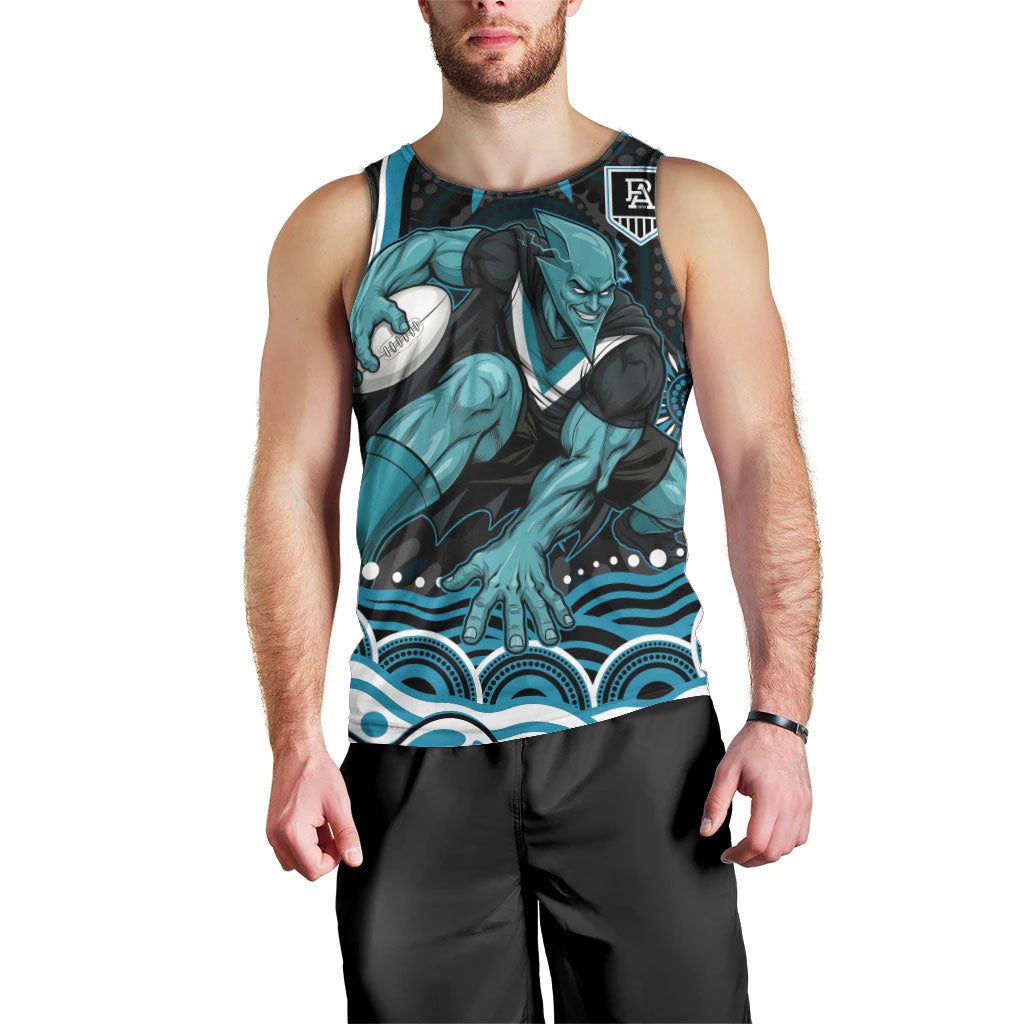 Personalized Port Adelaide Power Rugby Men Tank Top Aboriginal Dot Art - Dreamtime Football Mascot