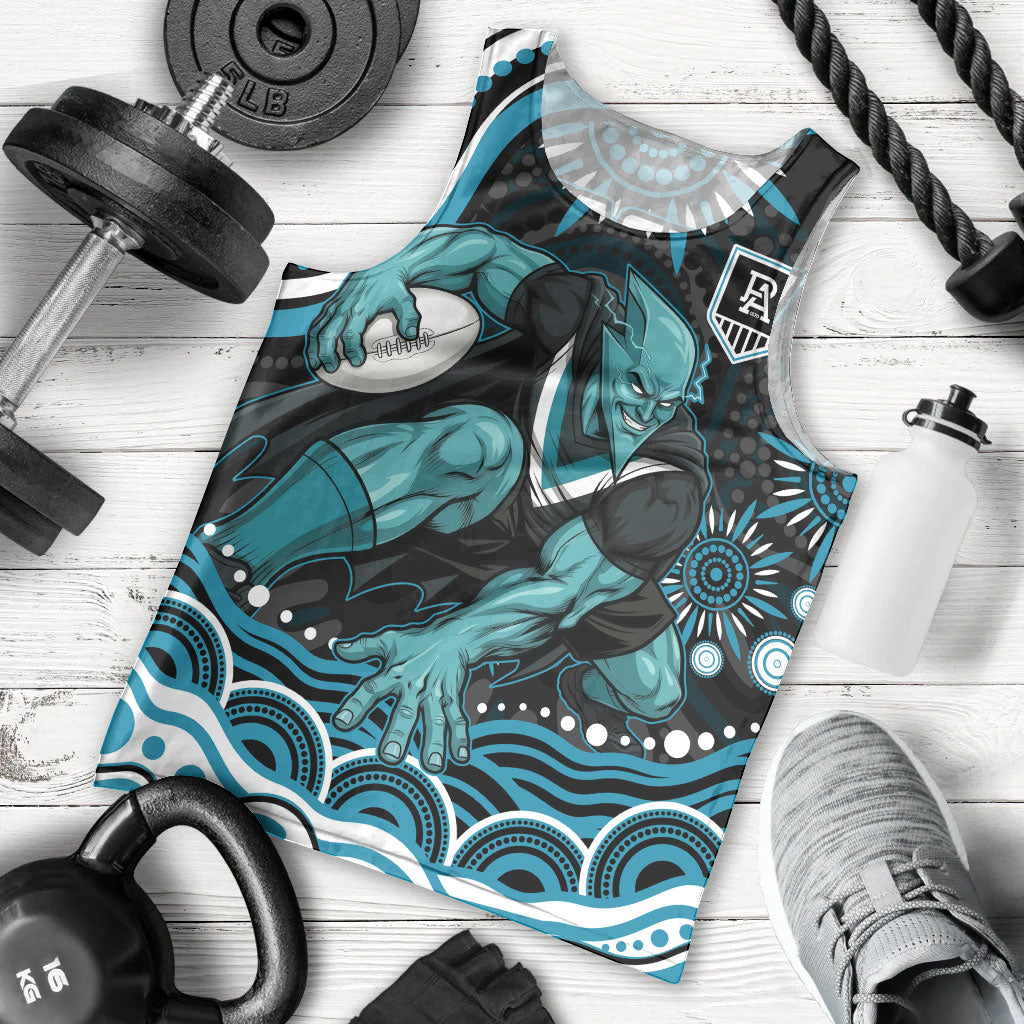 Personalized Port Adelaide Power Rugby Men Tank Top Aboriginal Dot Art - Dreamtime Football Mascot