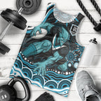 Personalized Port Adelaide Power Rugby Men Tank Top Aboriginal Dot Art - Dreamtime Football Mascot