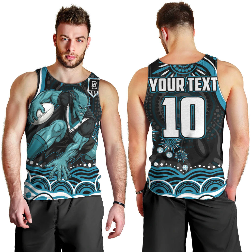Personalized Port Adelaide Power Rugby Men Tank Top Aboriginal Dot Art - Dreamtime Football Mascot