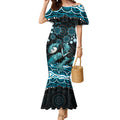 Personalized Port Adelaide Power Rugby Mermaid Dress Aboriginal Dot Art - Dreamtime Football Mascot
