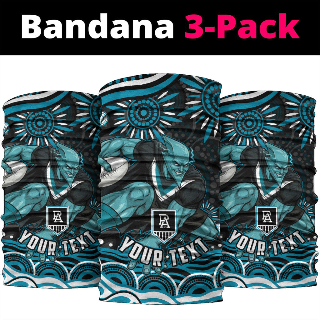 Personalized Port Adelaide Power Rugby Neck Gaiter Aboriginal Dot Art - Dreamtime Football Mascot