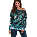 Personalized Port Adelaide Power Rugby Off Shoulder Sweater Aboriginal Dot Art - Dreamtime Football Mascot