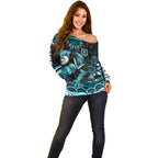Personalized Port Adelaide Power Rugby Off Shoulder Sweater Aboriginal Dot Art - Dreamtime Football Mascot
