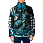 Personalized Port Adelaide Power Rugby Padded Jacket Aboriginal Dot Art - Dreamtime Football Mascot