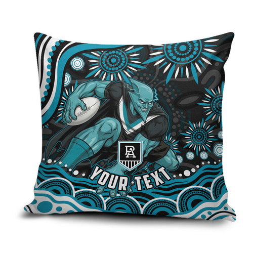 Personalized Port Adelaide Power Rugby Pillow Cover Aboriginal Dot Art - Dreamtime Football Mascot