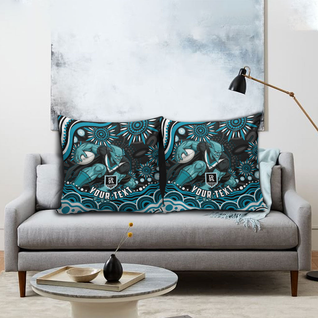 Personalized Port Adelaide Power Rugby Pillow Cover Aboriginal Dot Art - Dreamtime Football Mascot
