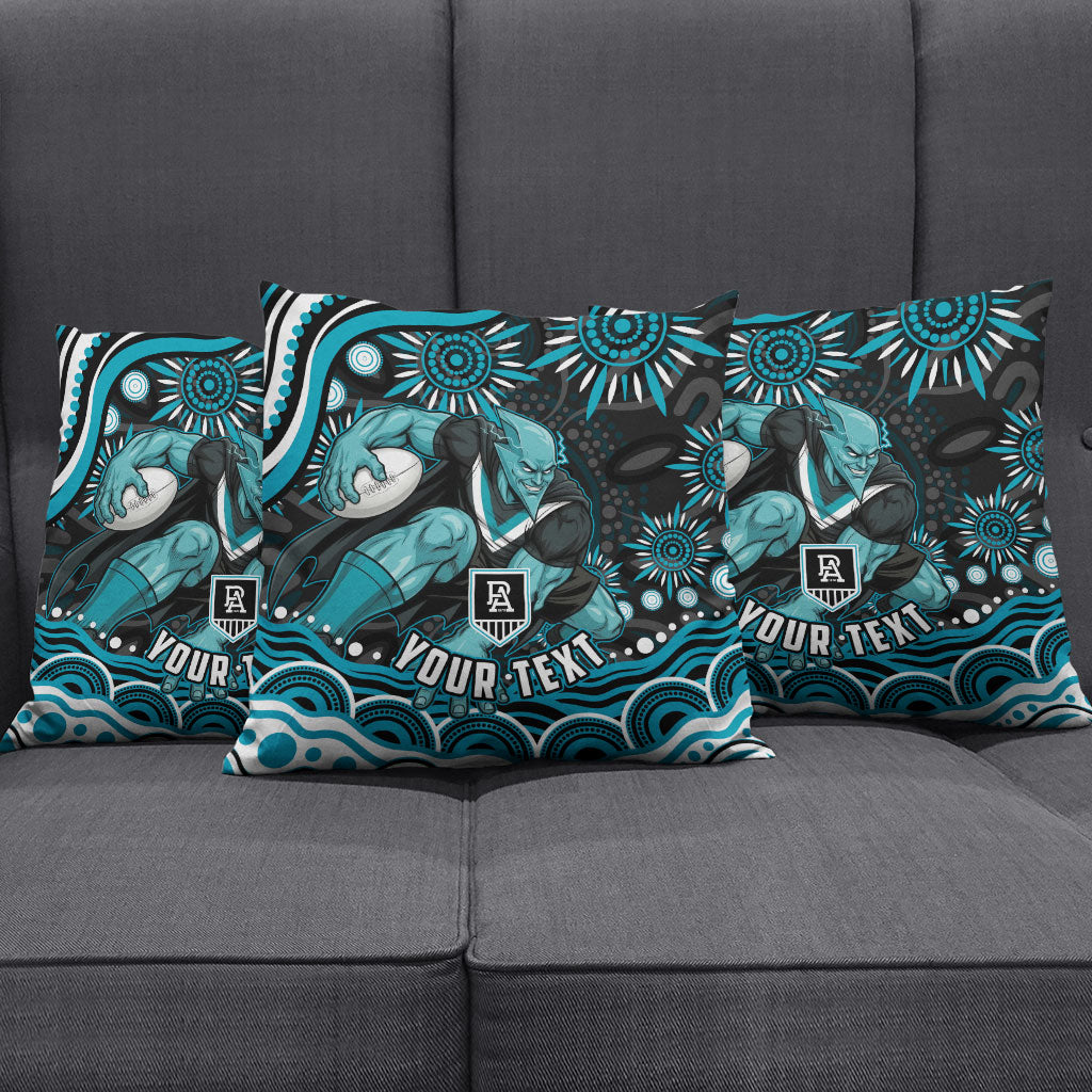 Personalized Port Adelaide Power Rugby Pillow Cover Aboriginal Dot Art - Dreamtime Football Mascot