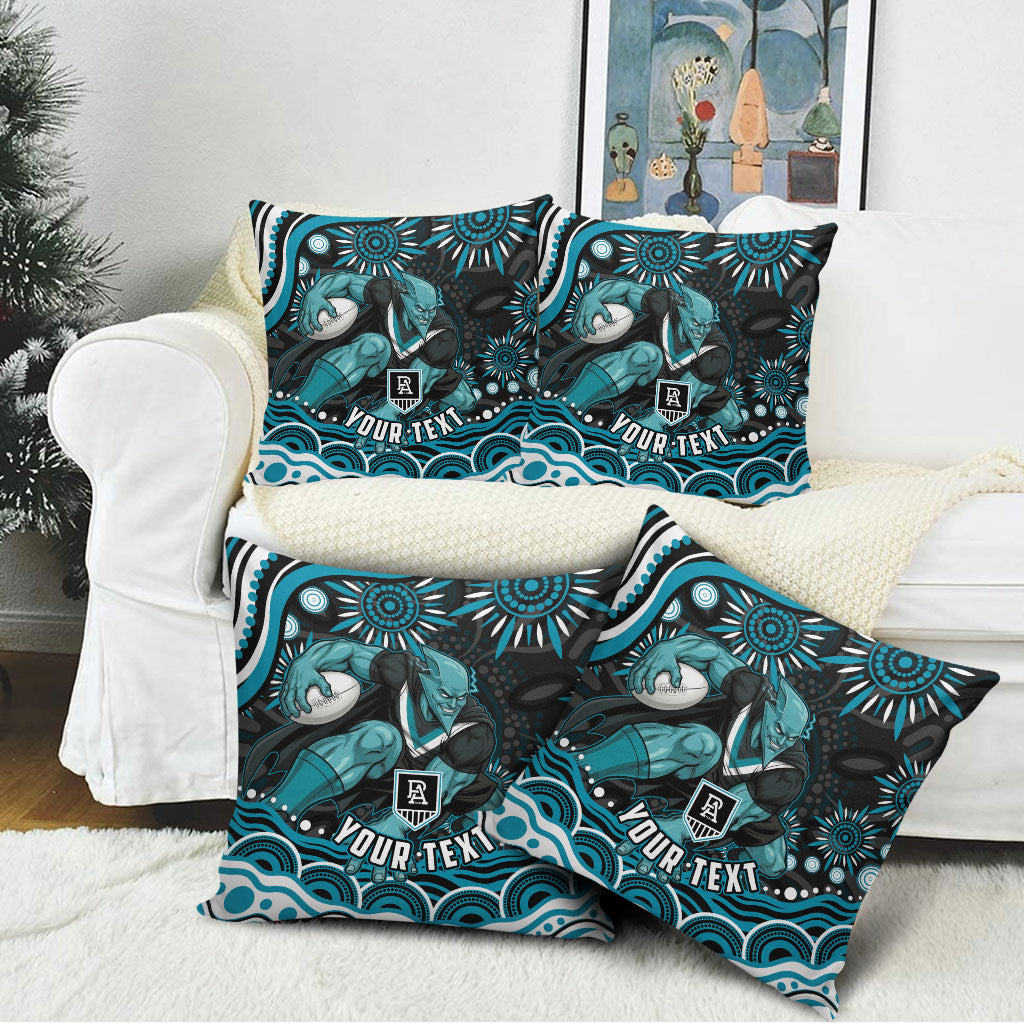 Personalized Port Adelaide Power Rugby Pillow Cover Aboriginal Dot Art - Dreamtime Football Mascot