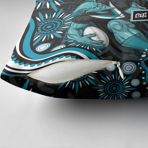 Personalized Port Adelaide Power Rugby Pillow Cover Aboriginal Dot Art - Dreamtime Football Mascot