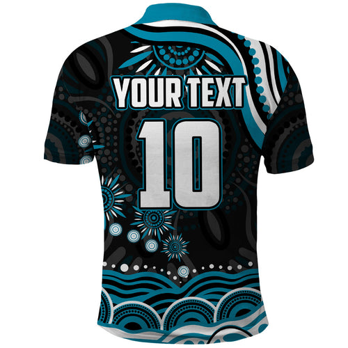 Personalized Port Adelaide Power Rugby Polo Shirt Aboriginal Dot Art - Dreamtime Football Mascot