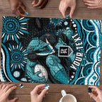 Personalized Port Adelaide Power Rugby Puzzle Aboriginal Dot Art - Dreamtime Football Mascot