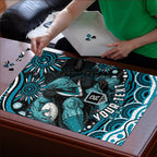 Personalized Port Adelaide Power Rugby Puzzle Aboriginal Dot Art - Dreamtime Football Mascot