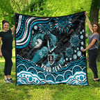Personalized Port Adelaide Power Rugby Quilt Aboriginal Dot Art - Dreamtime Football Mascot