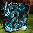 Personalized Port Adelaide Power Rugby Quilt Aboriginal Dot Art - Dreamtime Football Mascot