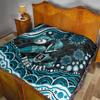 Personalized Port Adelaide Power Rugby Quilt Aboriginal Dot Art - Dreamtime Football Mascot