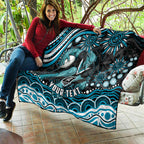 Personalized Port Adelaide Power Rugby Quilt Aboriginal Dot Art - Dreamtime Football Mascot