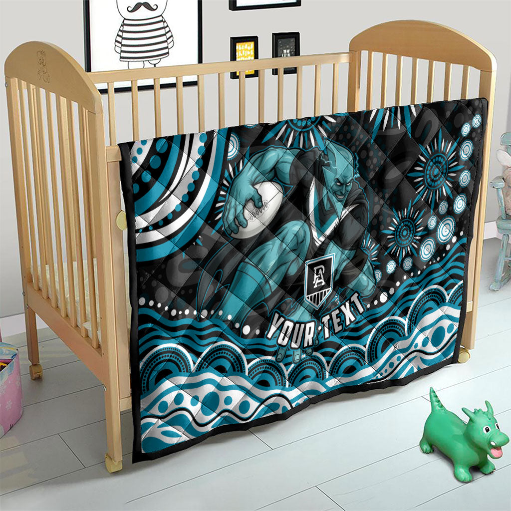 Personalized Port Adelaide Power Rugby Quilt Aboriginal Dot Art - Dreamtime Football Mascot