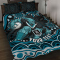 Personalized Port Adelaide Power Rugby Quilt Bed Set Aboriginal Dot Art - Dreamtime Football Mascot