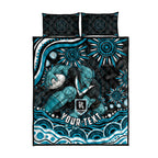 Personalized Port Adelaide Power Rugby Quilt Bed Set Aboriginal Dot Art - Dreamtime Football Mascot