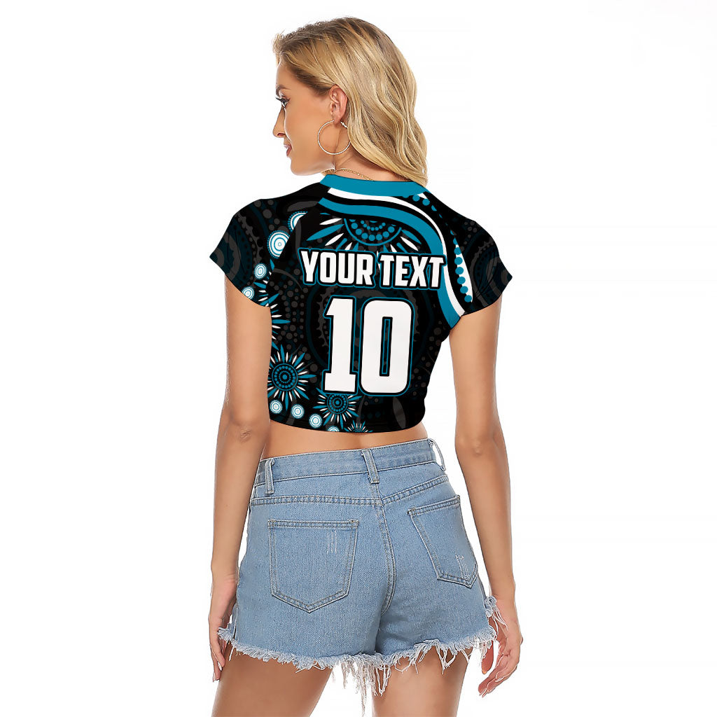 Personalized Port Adelaide Power Rugby Raglan Cropped T Shirt Aboriginal Dot Art - Dreamtime Football Mascot
