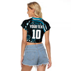 Personalized Port Adelaide Power Rugby Raglan Cropped T Shirt Aboriginal Dot Art - Dreamtime Football Mascot