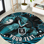 Personalized Port Adelaide Power Rugby Round Carpet Aboriginal Dot Art - Dreamtime Football Mascot