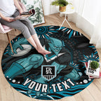 Personalized Port Adelaide Power Rugby Round Carpet Aboriginal Dot Art - Dreamtime Football Mascot
