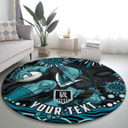 Personalized Port Adelaide Power Rugby Round Carpet Aboriginal Dot Art - Dreamtime Football Mascot