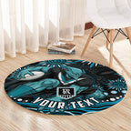 Personalized Port Adelaide Power Rugby Round Carpet Aboriginal Dot Art - Dreamtime Football Mascot