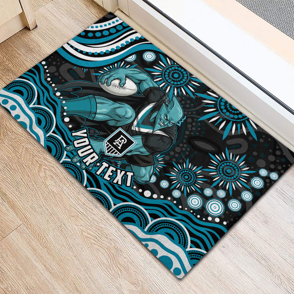 Personalized Port Adelaide Power Rugby Rubber Doormat Aboriginal Dot Art - Dreamtime Football Mascot