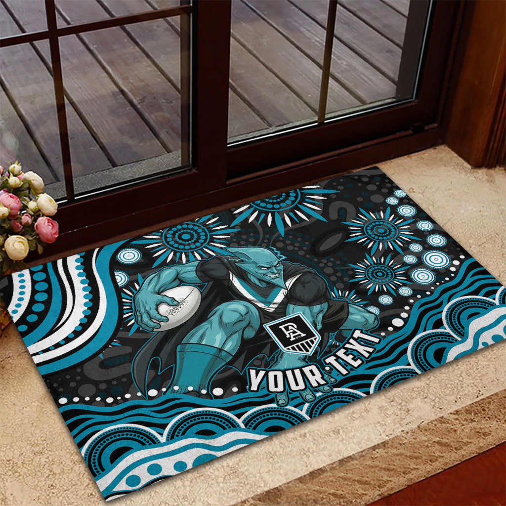 Personalized Port Adelaide Power Rugby Rubber Doormat Aboriginal Dot Art - Dreamtime Football Mascot