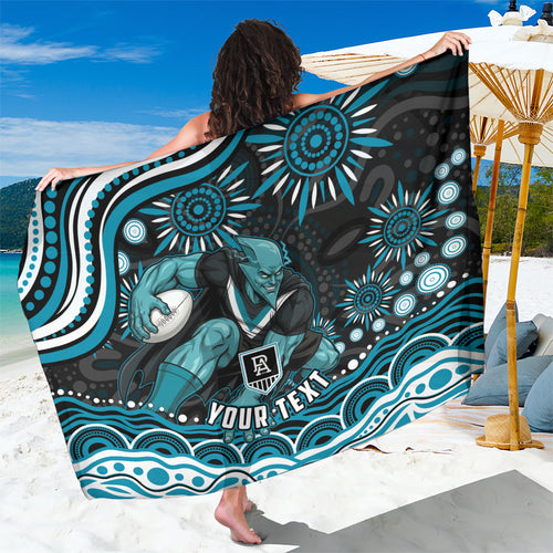 Personalized Port Adelaide Power Rugby Sarong Aboriginal Dot Art - Dreamtime Football Mascot