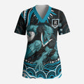 Personalized Port Adelaide Power Rugby Scrub Top Aboriginal Dot Art - Dreamtime Football Mascot